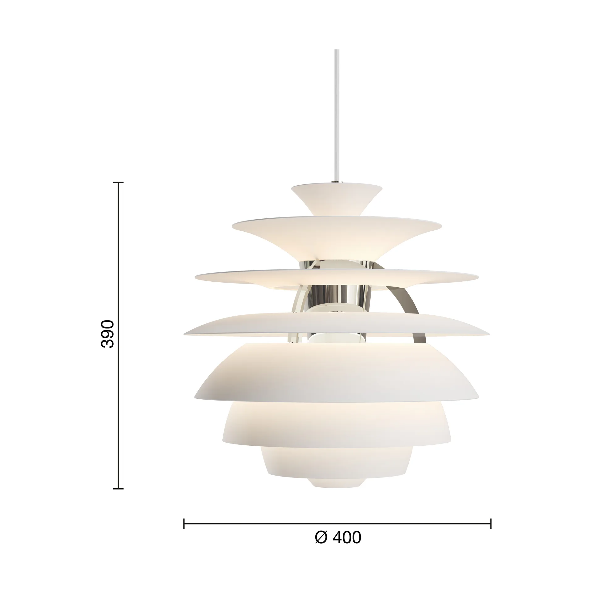 PH Snowball pendel E27, Soft white-chrome Louis Poulsen