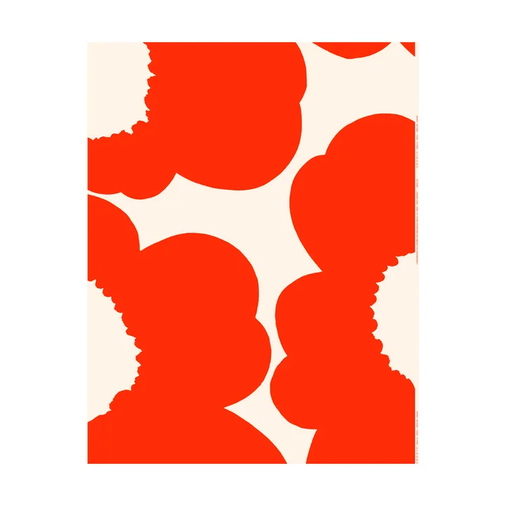 Iso Unikko tyg satin - Cotton-orange red - Marimekko