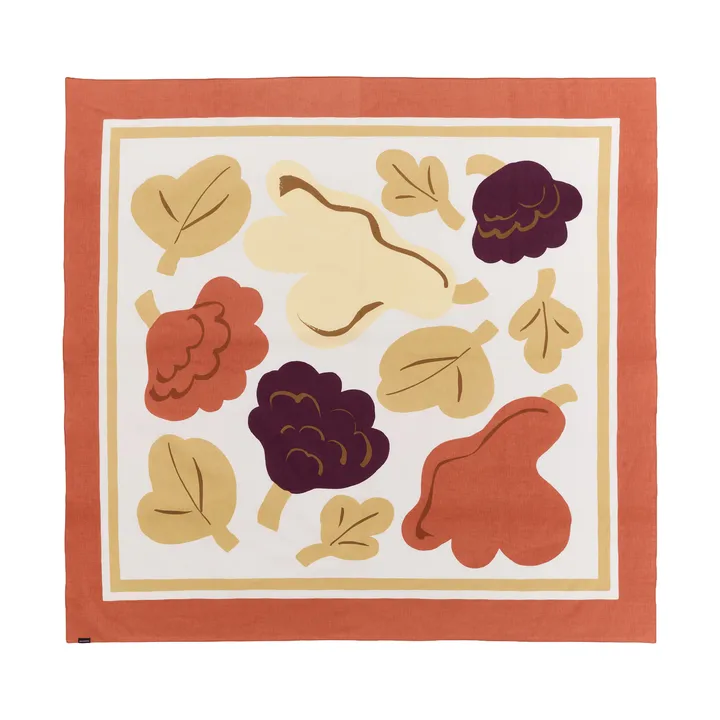 Kukasta Kukkaan duk - White-terrac-ochre-plum, 140x140 cm - Marimekko