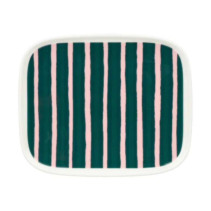 Oiva Piccolo tallrik 12x15 cm - Green-pink - Marimekko