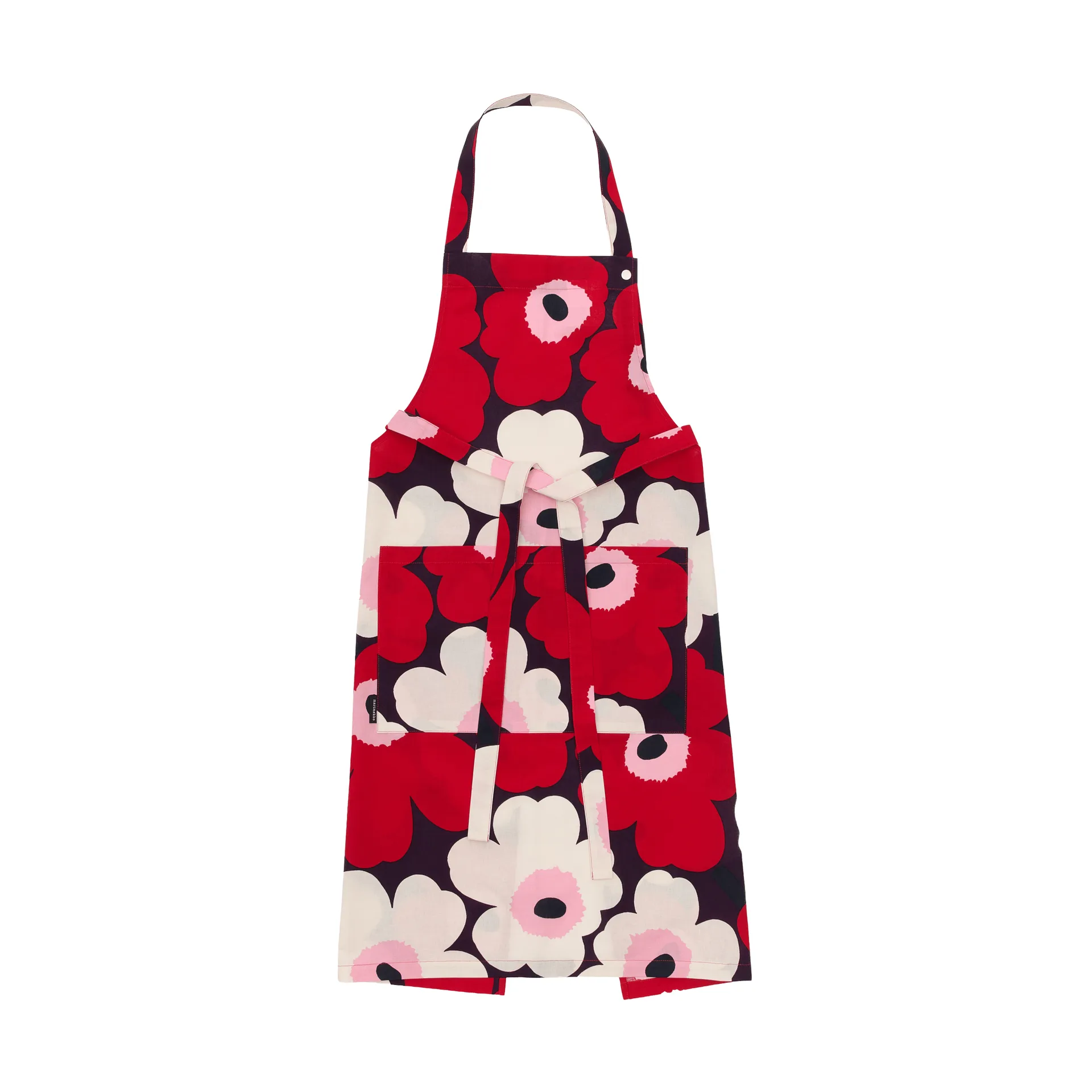 Pieni Unikko förkläde, Plum-cranberry-off white-rose Marimekko