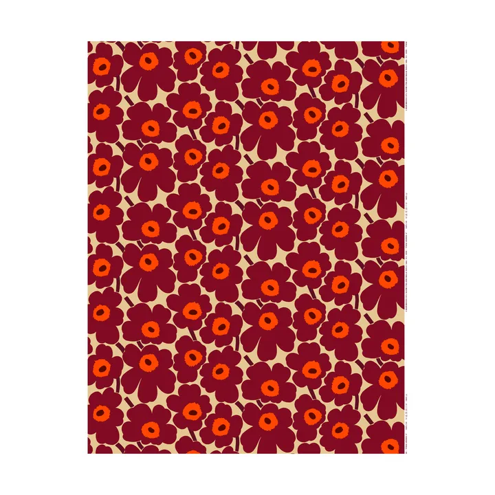 Pieni Unikko tyg bomull - Vanilla-wine red-red - Marimekko