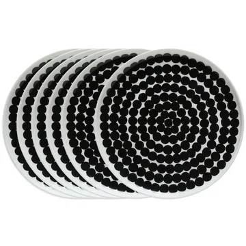 Räsymatto tallrik 20 cm, 6-pack svart-vit - Marimekko