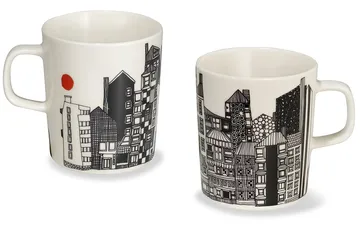 Siirtolapuutarha mugg 2,5 dl - svart-orange - Marimekko