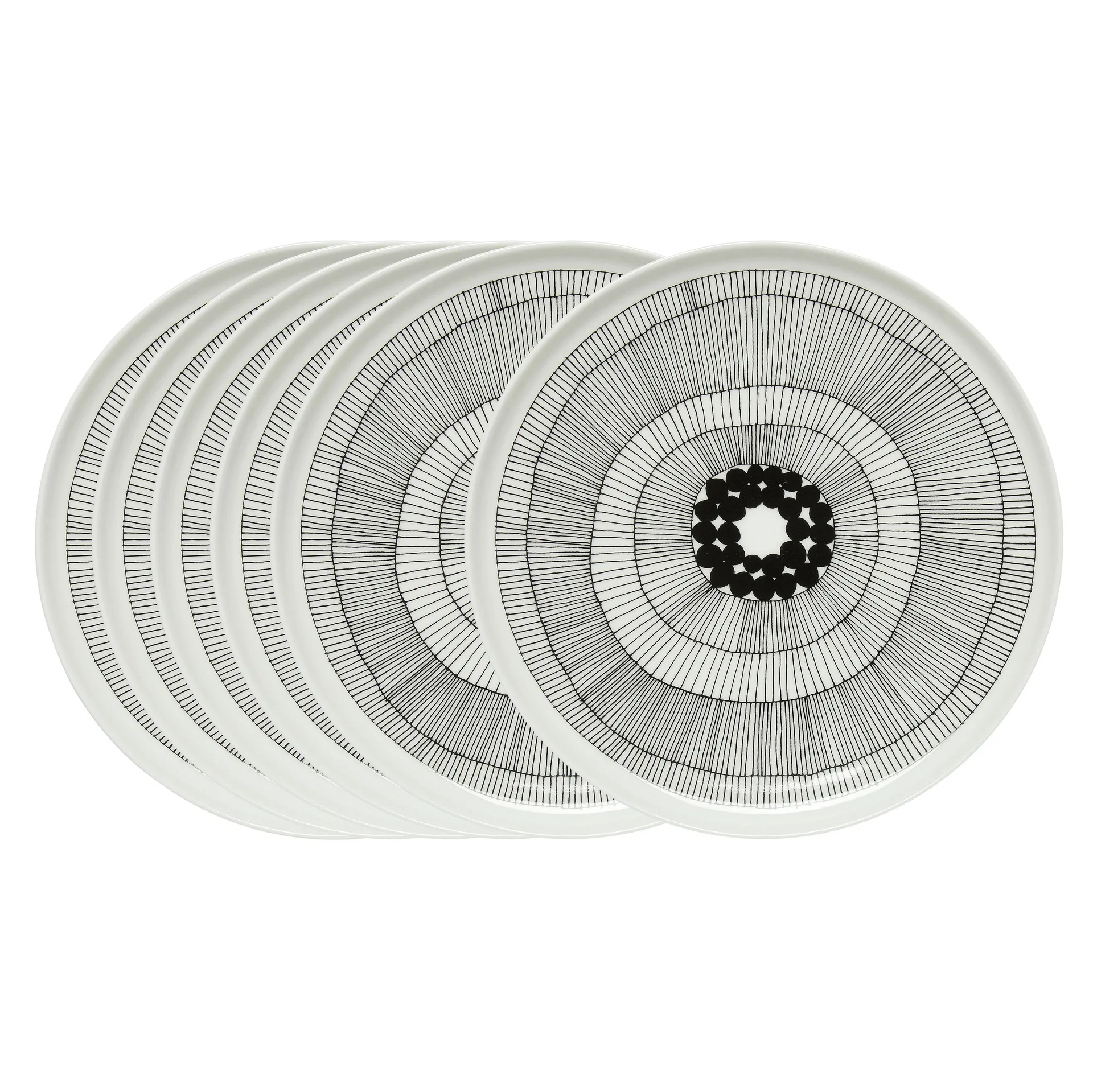 Siirtolapuutarha tallrik Ø 25 cm, 6-pack svart-vit Marimekko