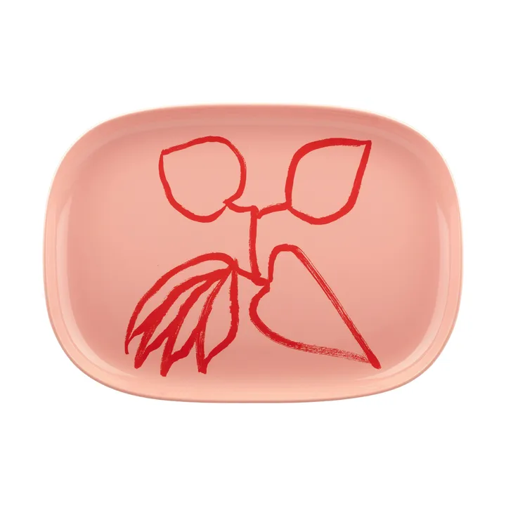 Ukonhattu serveringsfat 23x32 cm - Salmon red-tomato red - Marimekko