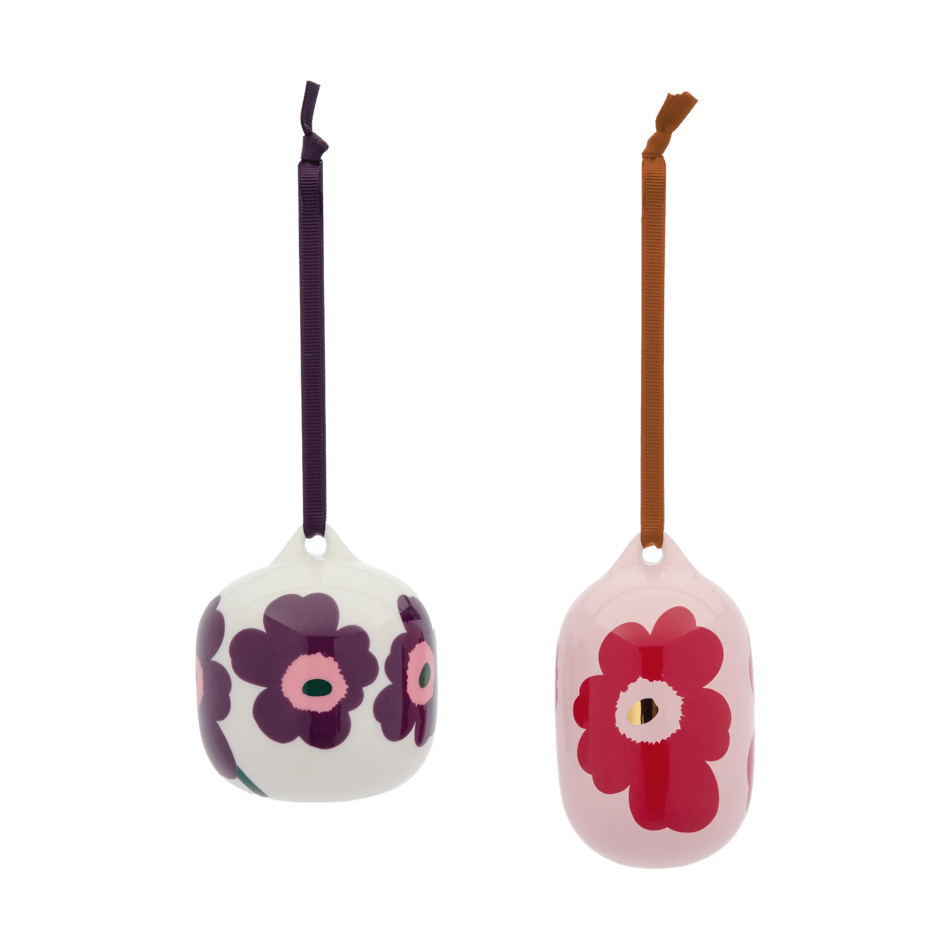 Unikko dekorationshänge, Pink-cranberry-white-plum, 2-delar Marimekko