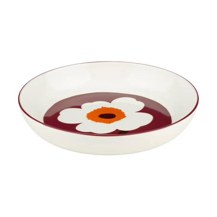 Unikko djup tallrik Ø20,5 cm - White-burgundy-red - Marimekko