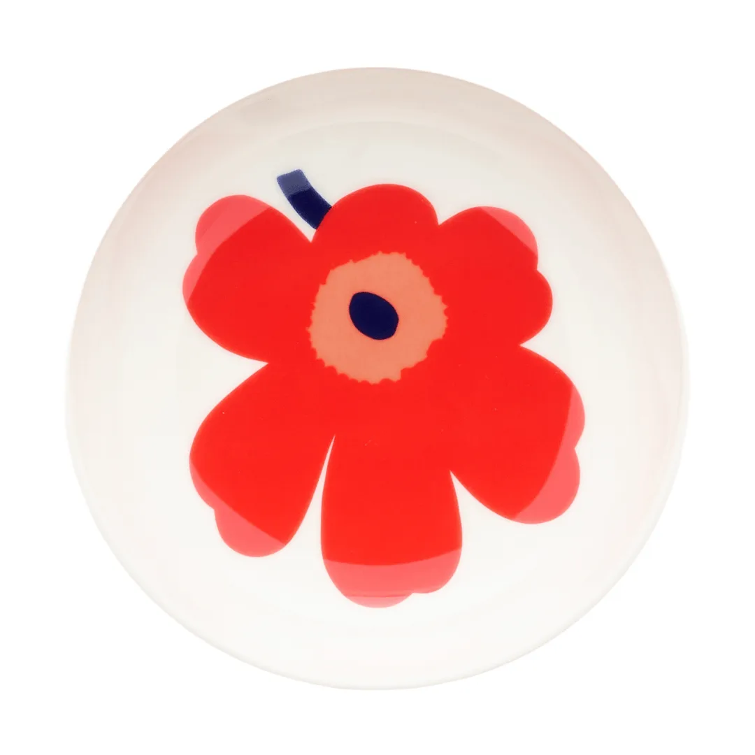 Unikko djup tallrik, White-red-blue Marimekko