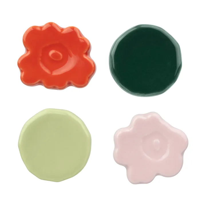 Unikko & Kivet hållare till ätpinnar 4 delar - Pink-pear-red-dark green - Marimekko