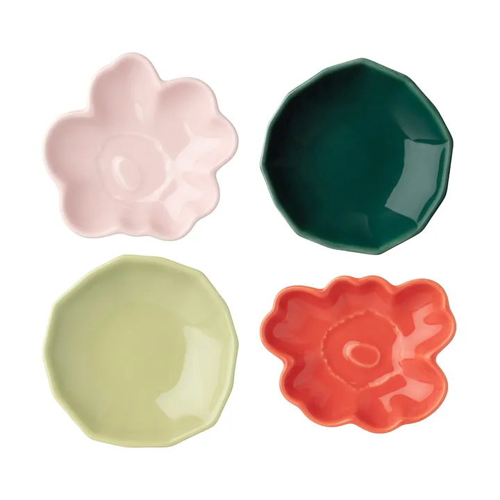 Unikko & kivet shape tallrik 4 delar - Pink-pear-red-dark green - Marimekko