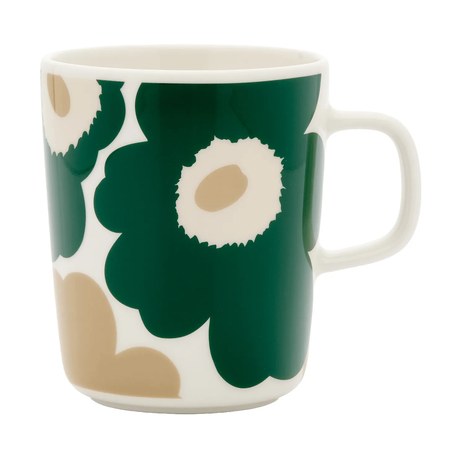 Unikko mugg 25 cl, White-dark green-beige-light sand Marimekko