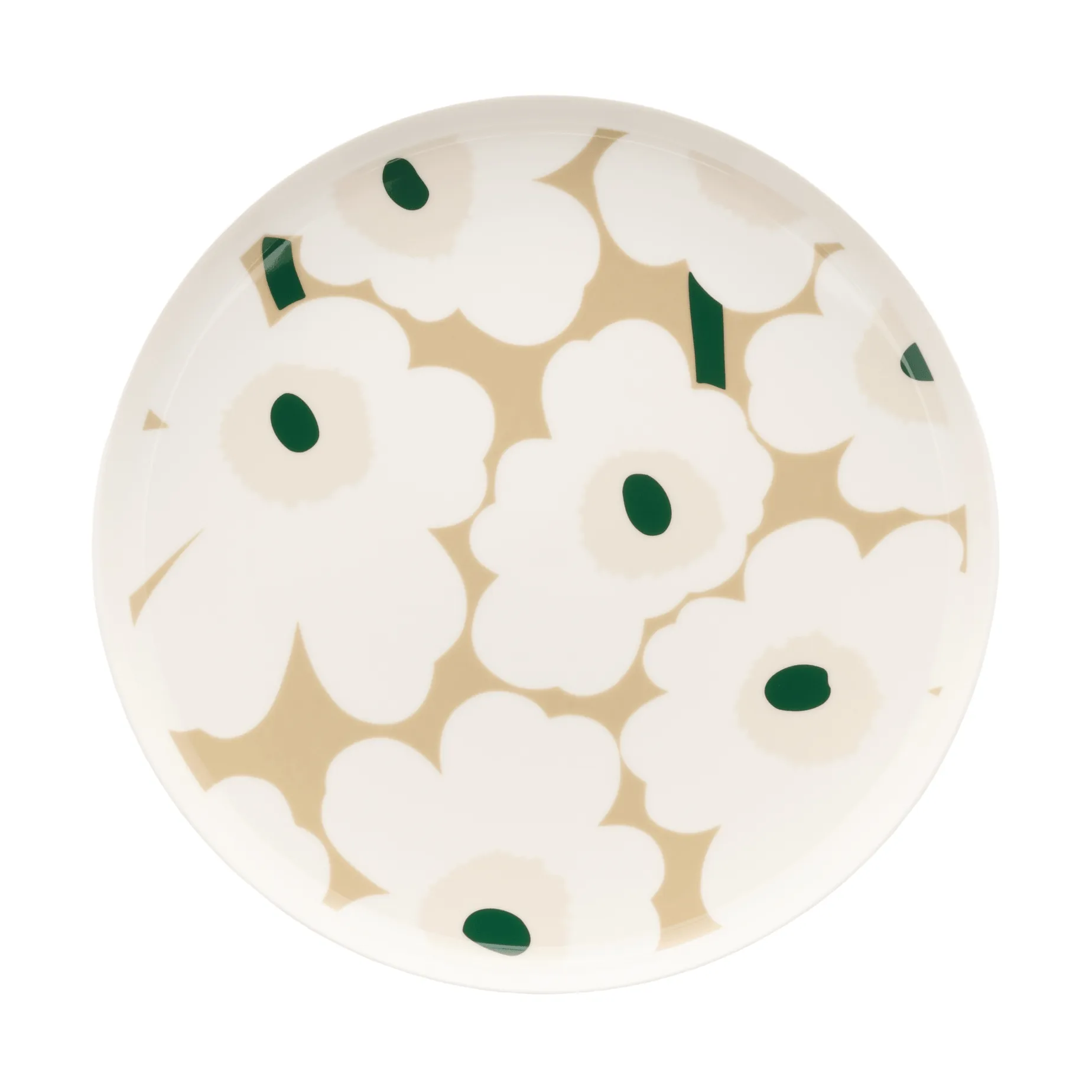Unikko tallrik Ø25 cm, White-beige-light sand-dark green Marimekko