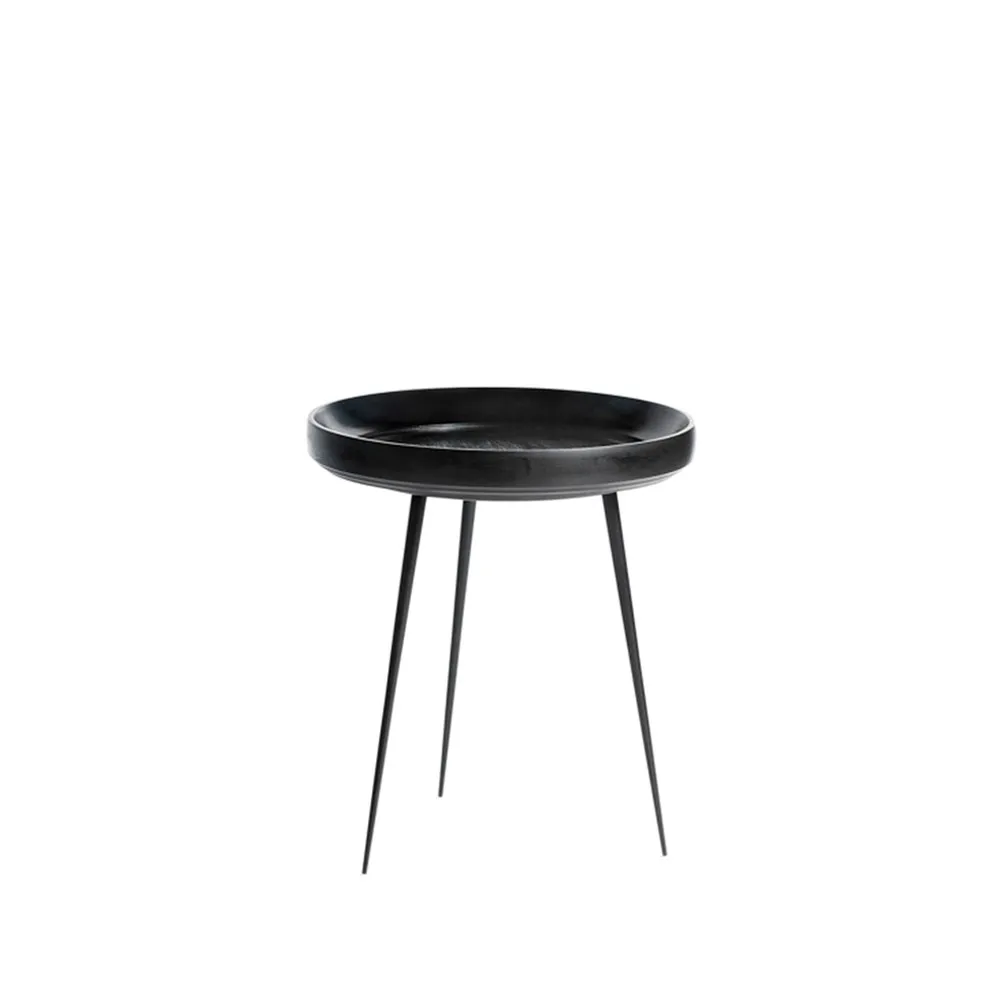 Bowl Medium bord, mango svart, svart stativ Mater