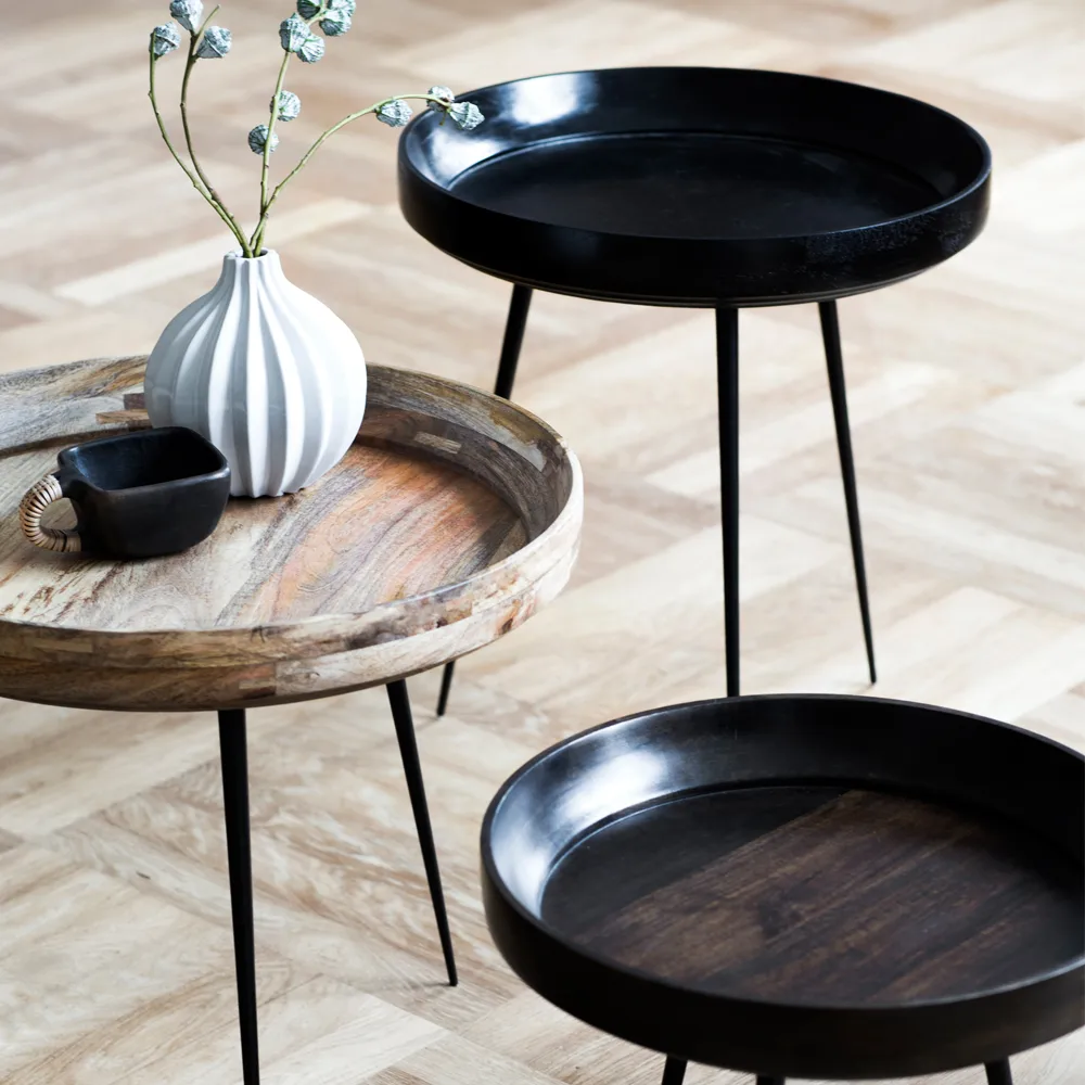 Bowl Small bord, mango sirka grey, svart stativ Mater