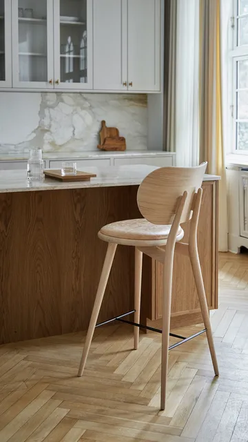 Mater High Stool Backrest barstol låg - läder natural, mattlackat ekstativ - Mater