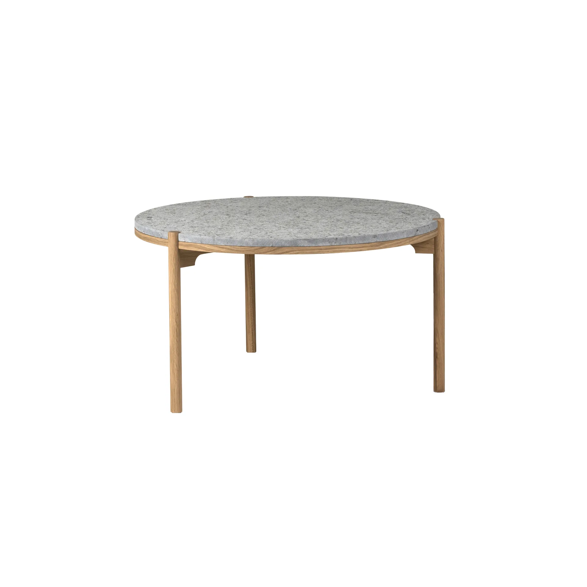 Dondo soffbord vitpigmenterad ek Ø80 cm, Hyvlad kalksten Mavis