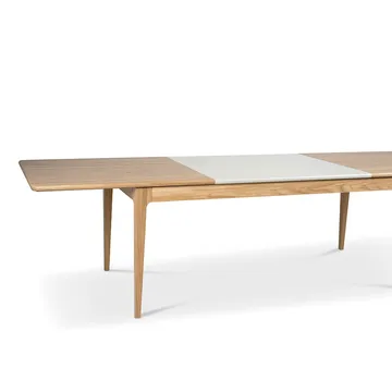 Höllviken matbord - ek vitpigmenterad mattlack, 2 ilägg, kalksten á 50 cm - Mavis