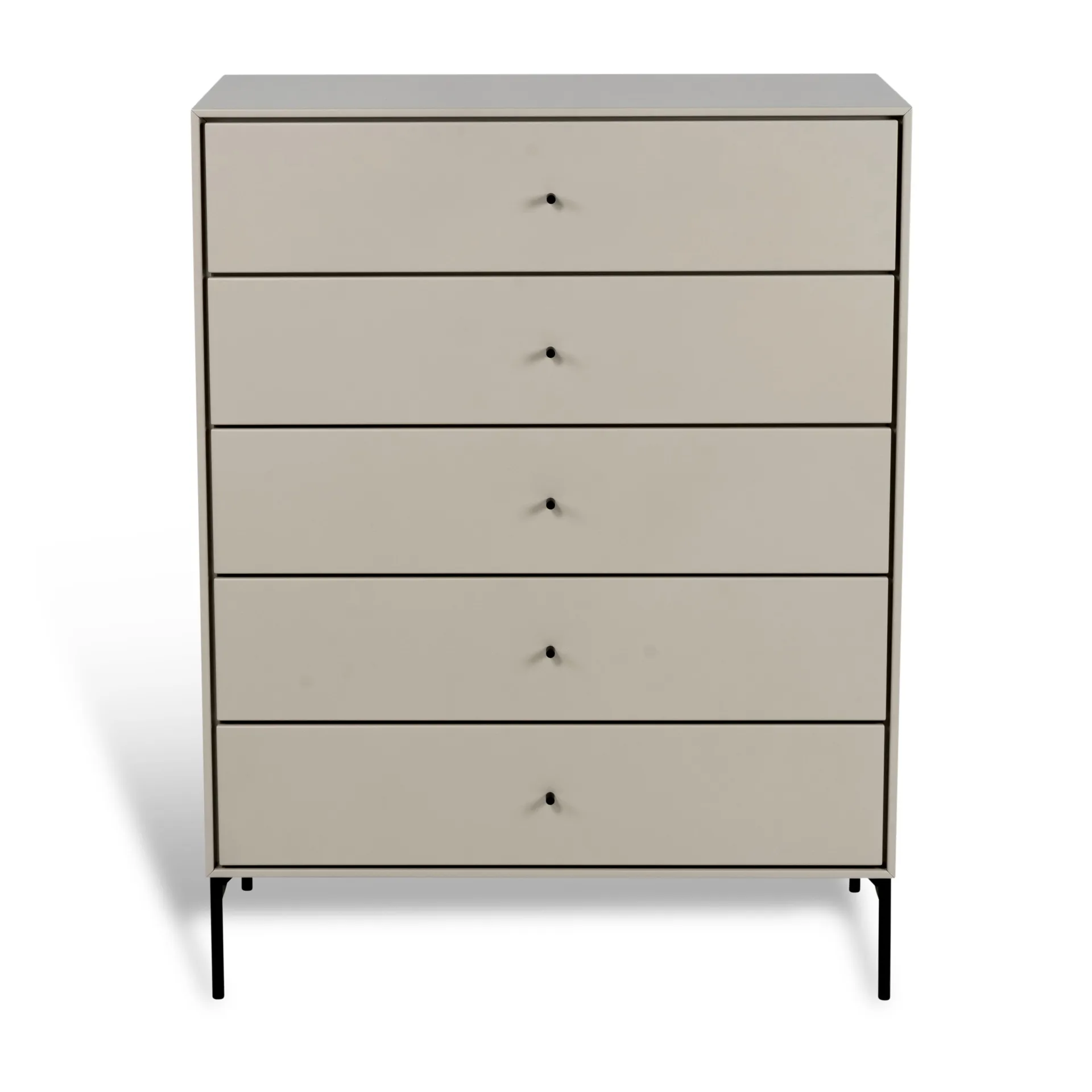 Volt byrå 5 lådor beige, Detaljer i svart Mavis
