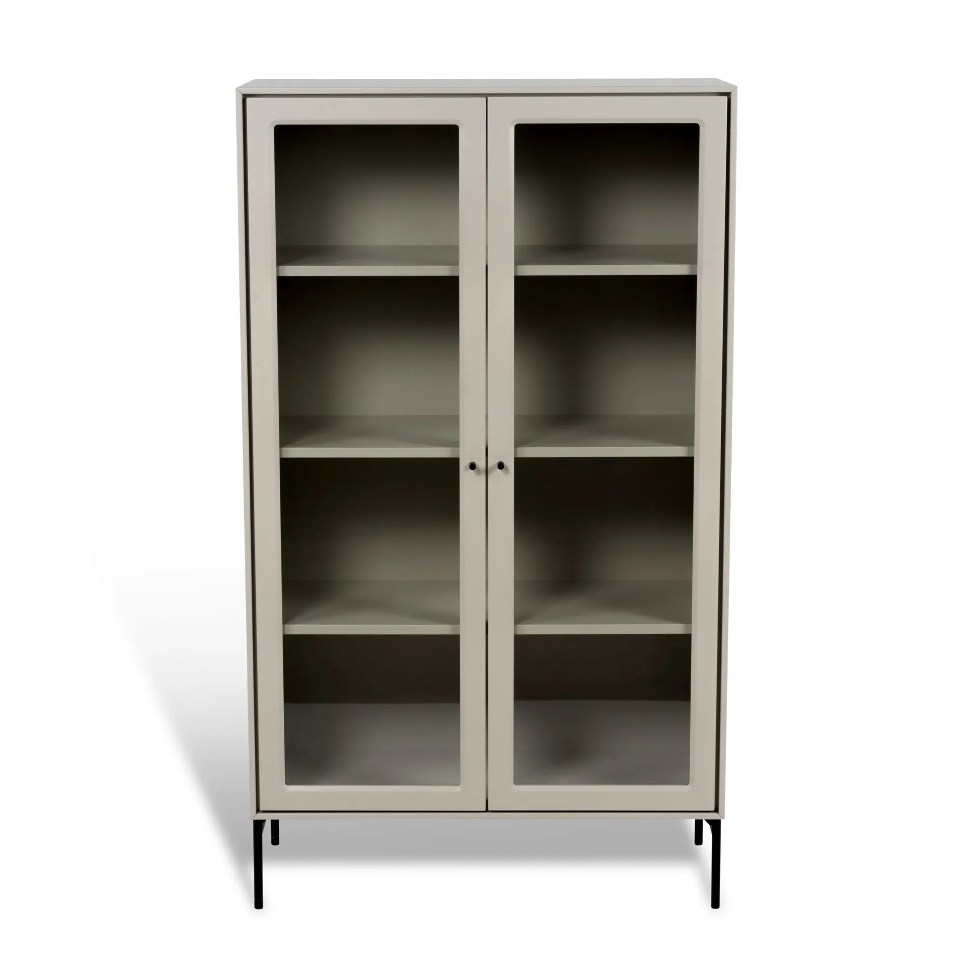 Volt vitrinskåp 130 cm beige, Detaljer i svart Mavis