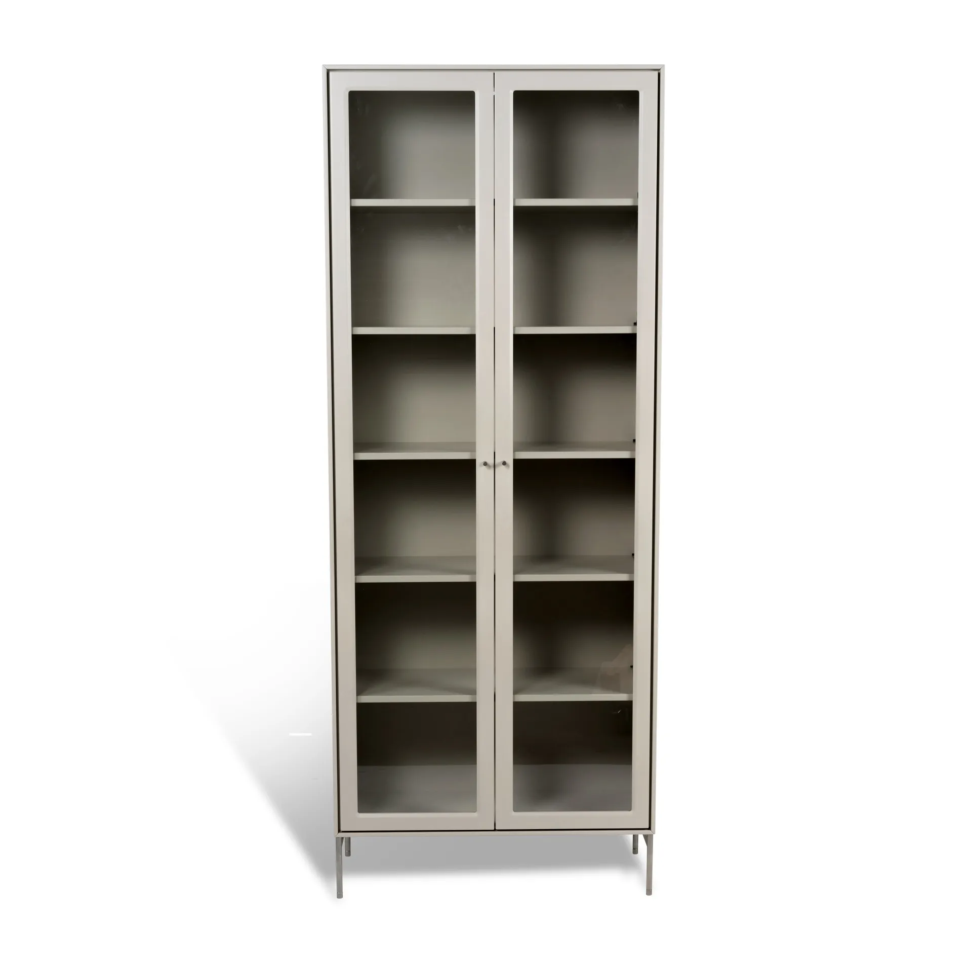 Volt vitrinskåp 190 cm beige, Detaljer i rostfritt stål Mavis