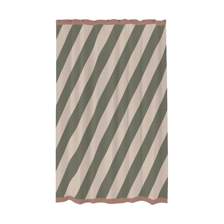 Diagonal duschdraperi 150x200 cm - Dark olive - Mette Ditmer