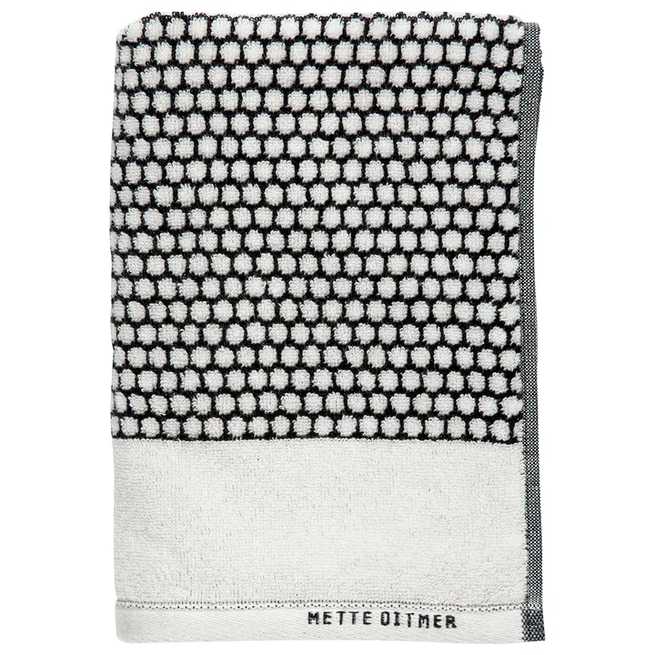 Grid handduk 50x100 cm - Svart-off white - Mette Ditmer