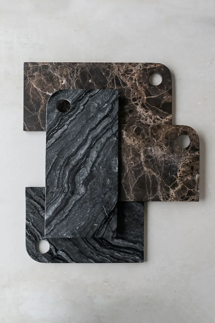Marble serveringsbricka large 18x38 cm - Black-grey - Mette Ditmer