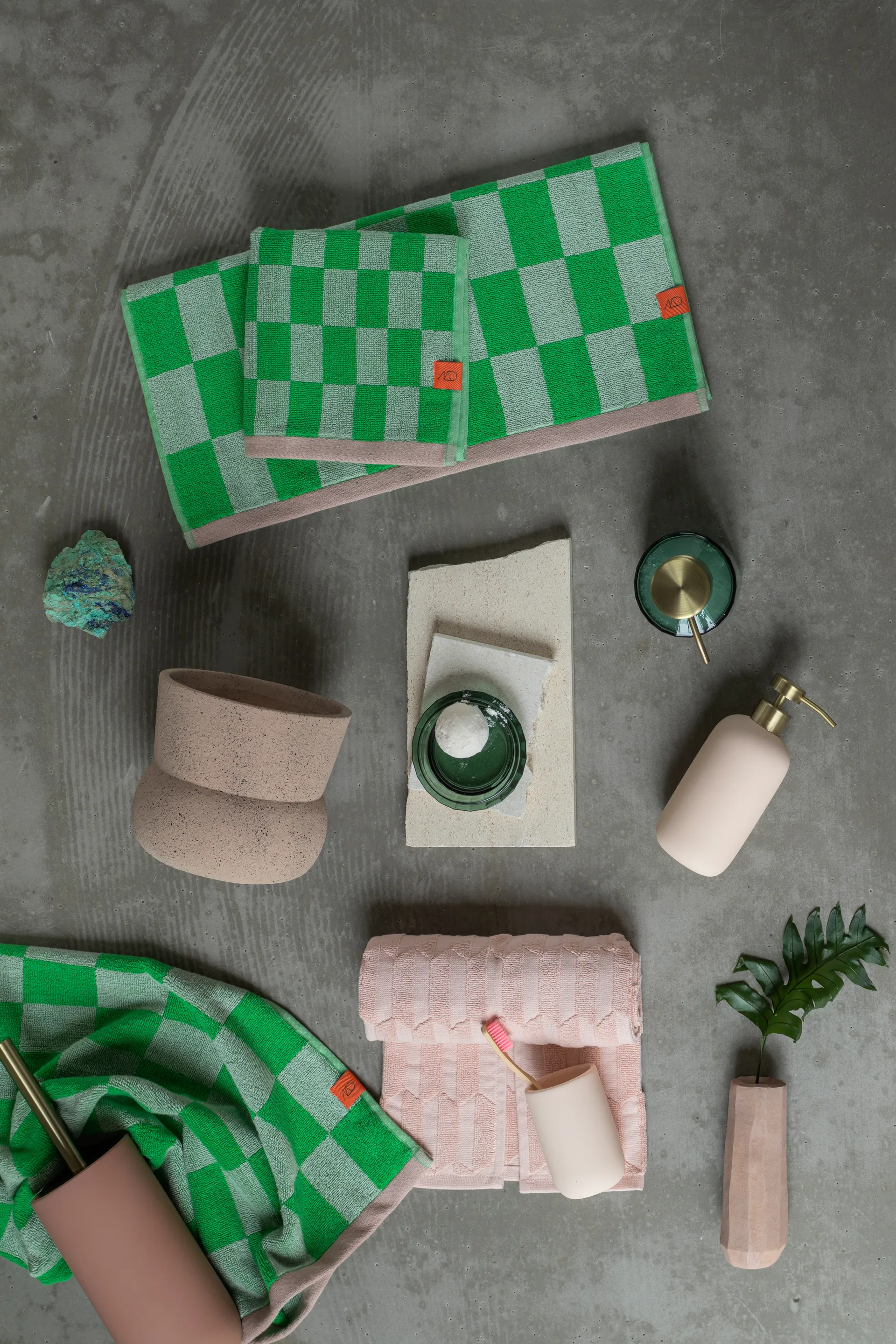 Retro handduk, Classic green, 70x133 cm Mette Ditmer