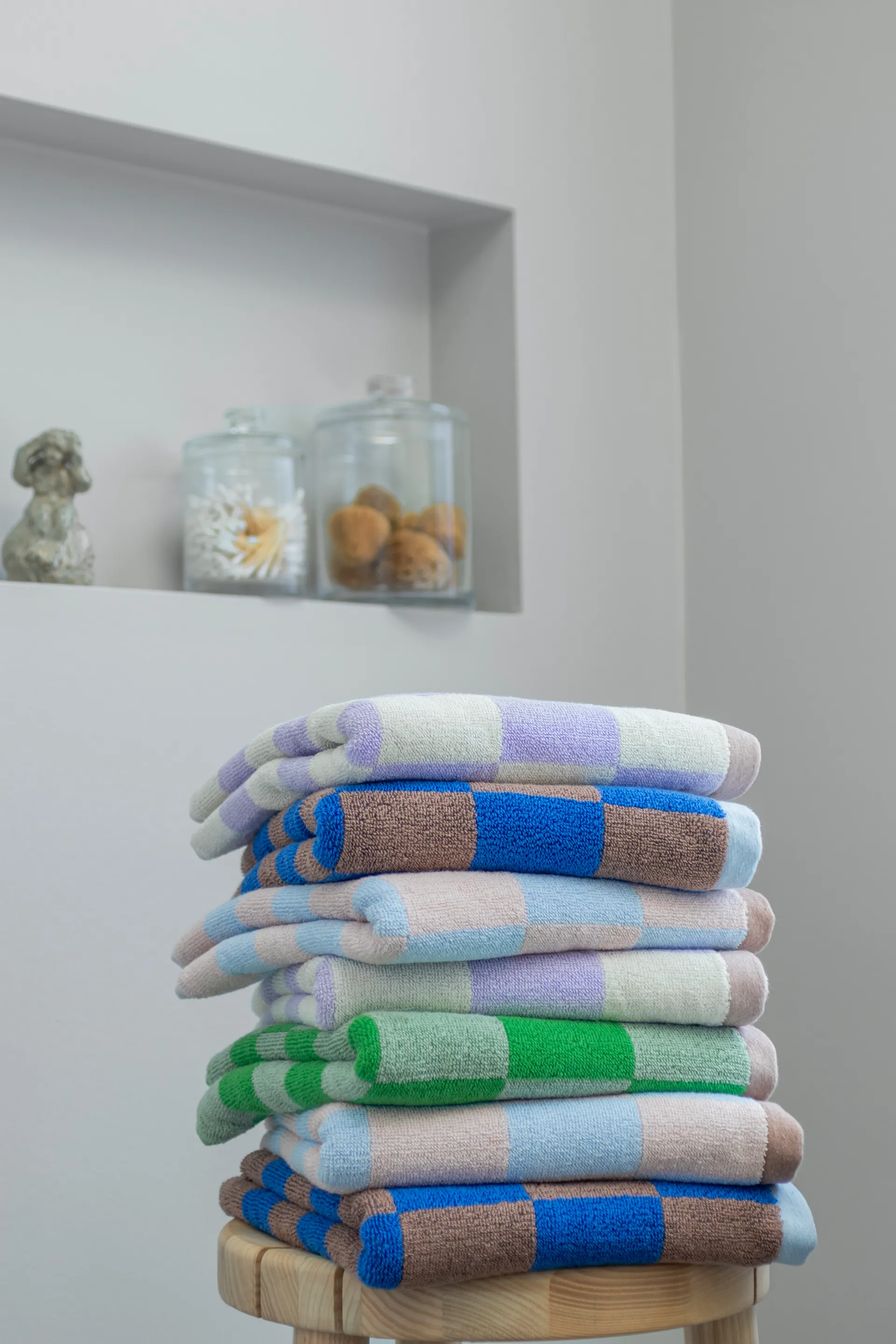 Retro handduk, Classic green, 70x133 cm Mette Ditmer