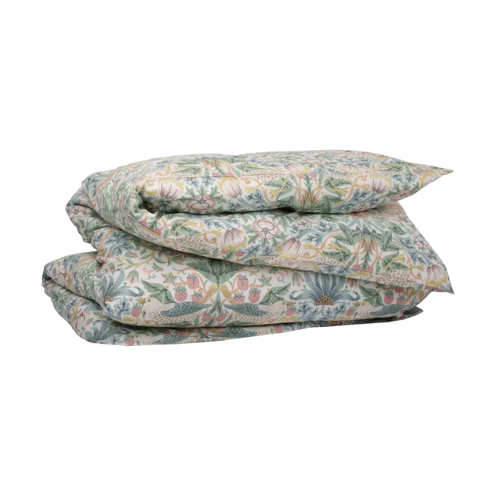 Morris & Co. Strawberry Thief Påslakan - Grön-150x210 cm - Mille Notti