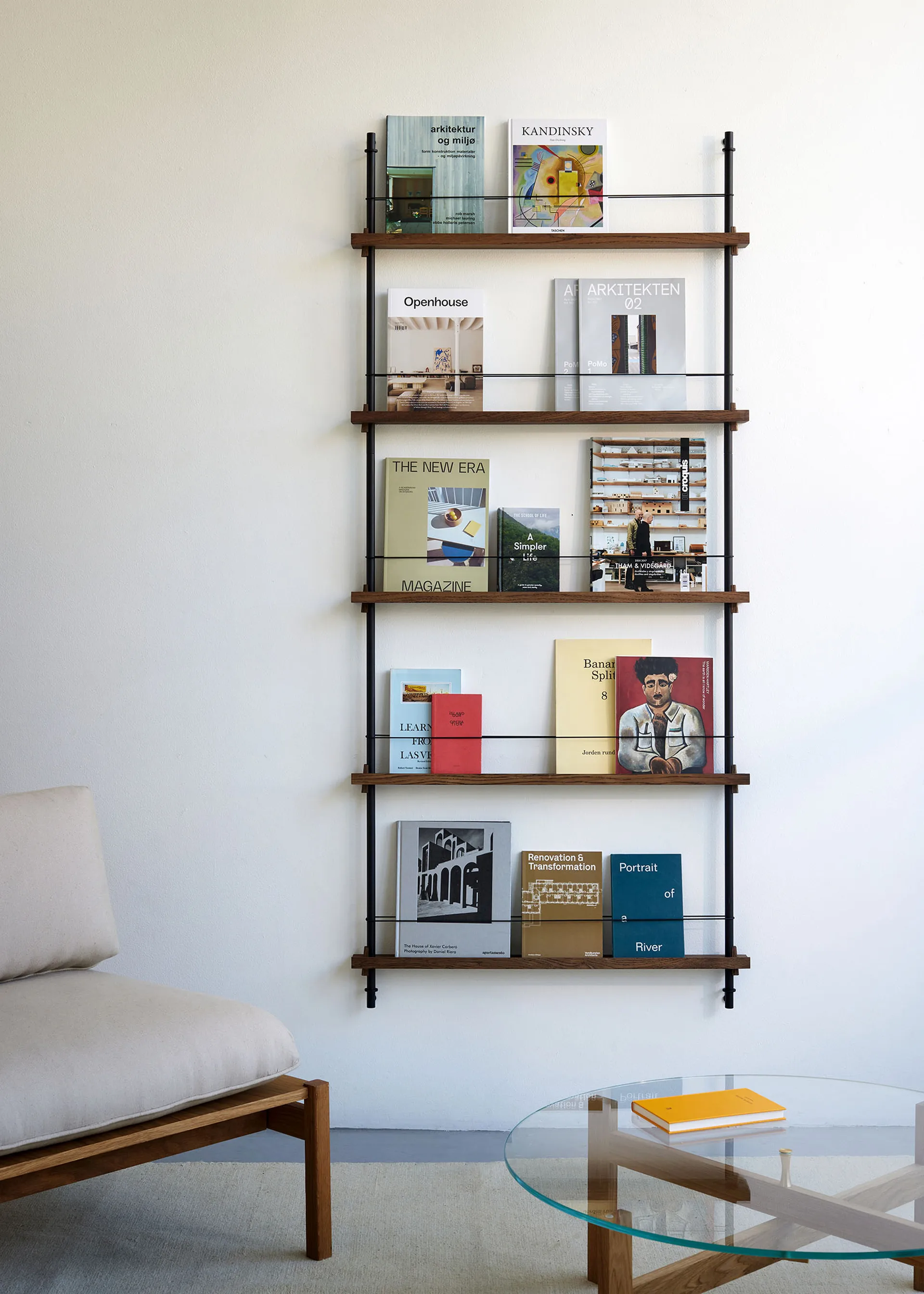 Magazine Shelving tidningsställ, Ek-black, 85x115x7 cm, MS.115.1 MOEBE