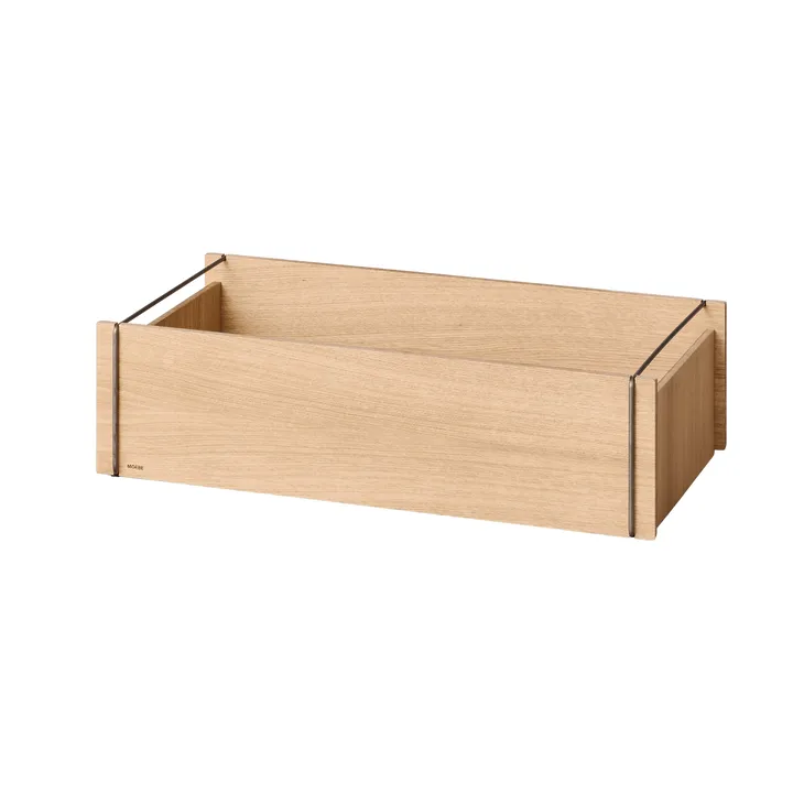 Moebe storage box - Oljad ek-rostfritt stål, low, 16,5x60x31 cm - MOEBE