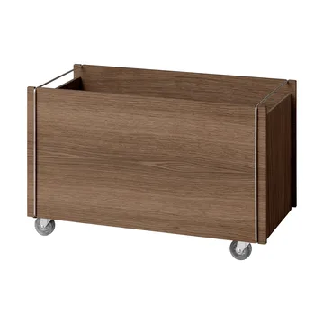 Moebe storage box - Rökt ek-rostfritt stål, med hjul, 33x60x31 cm - MOEBE