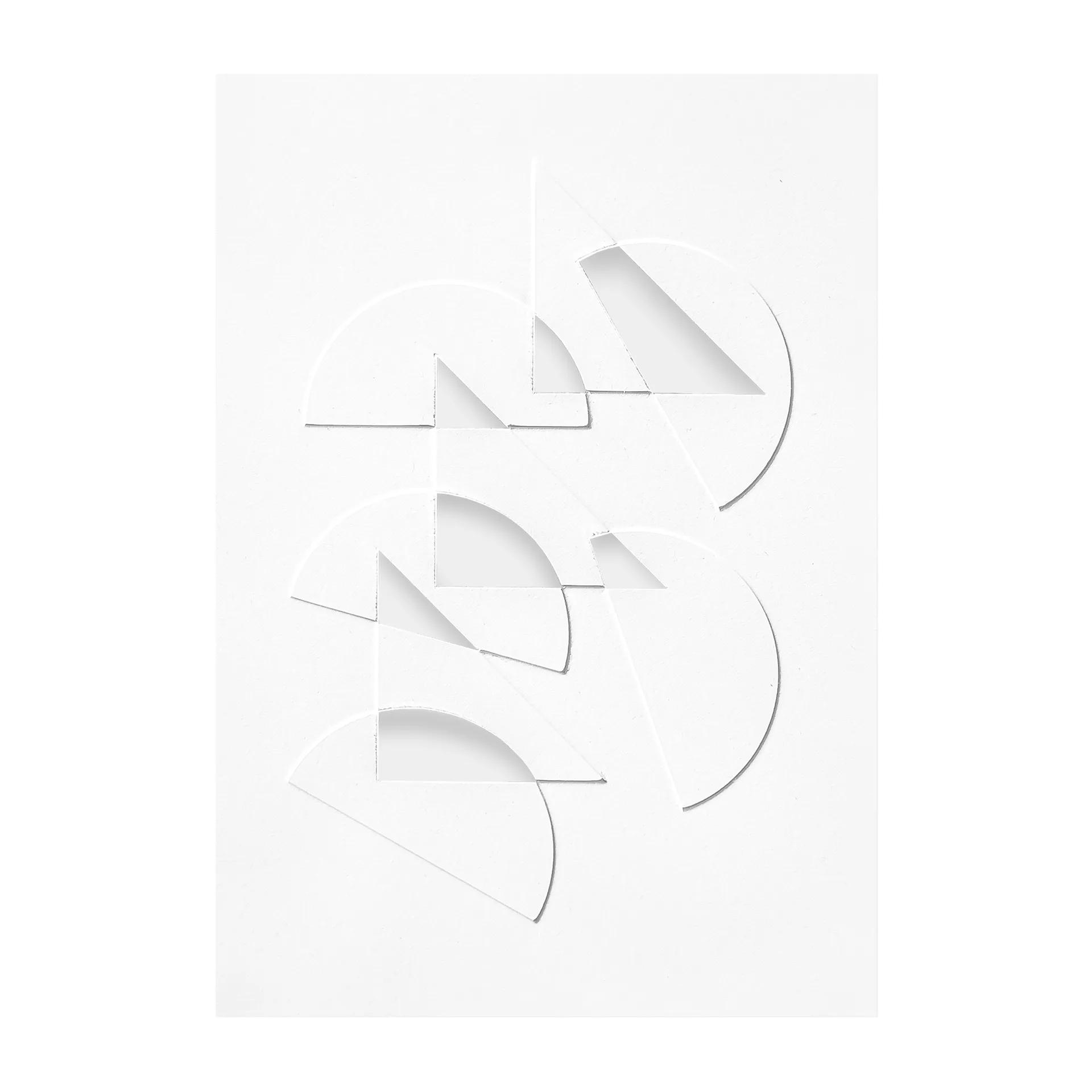 Relief konstverk half moons & triangles 29,7x42 cm, Off White MOEBE