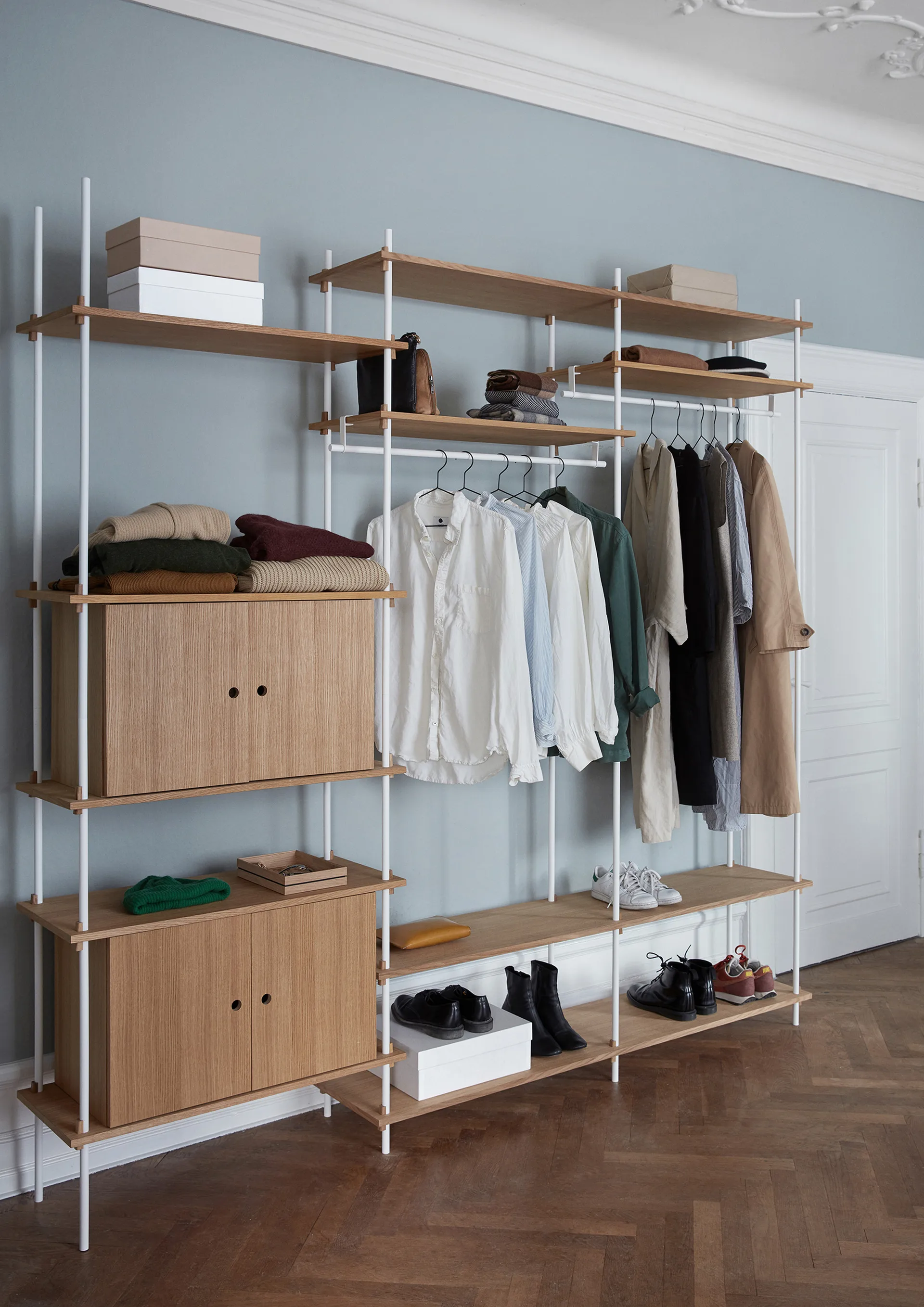 Shelving System hylla med skåp, Black, 163x200x35 cm, S.200.2.C MOEBE