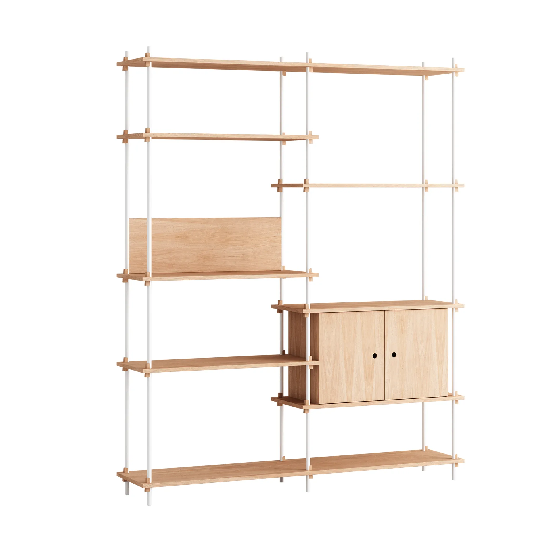Shelving System hylla med skåp, Ek-white, 163x200x35 cm, S.200.2.C MOEBE