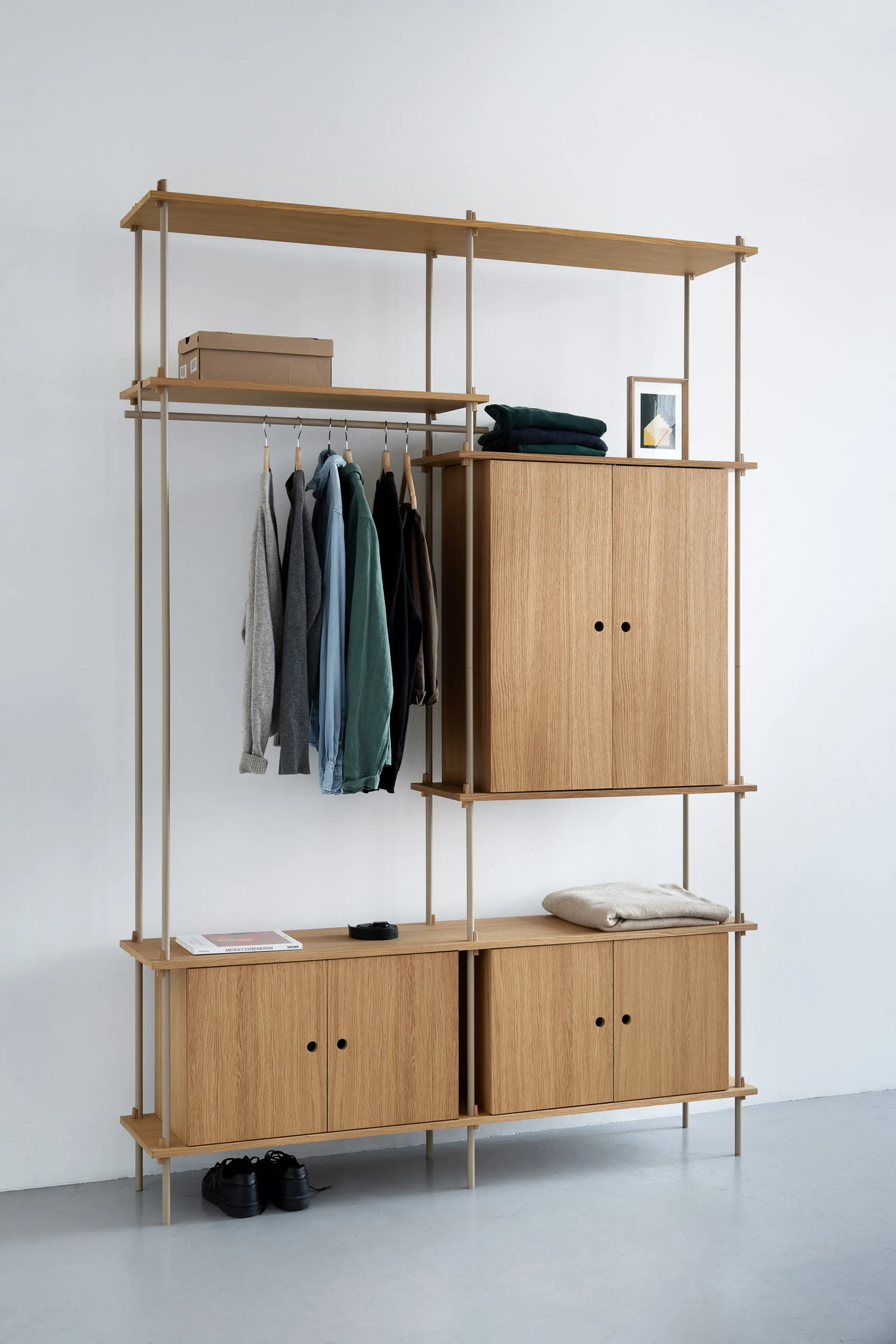 Shelving System hylla med skåp, Rökt ek-black, 163x200x35 cm, S.200.2.C MOEBE