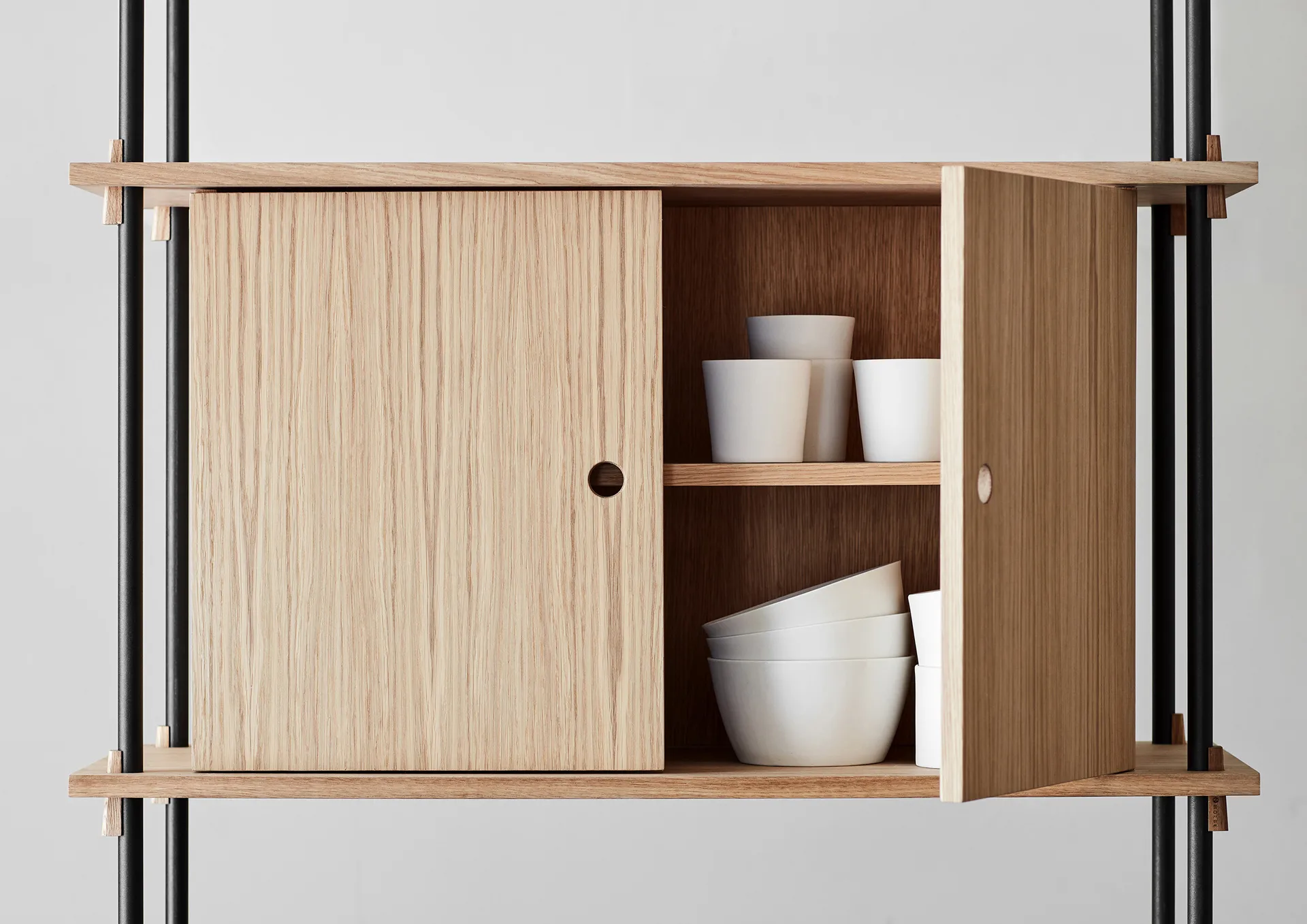 Shelving System hylla med skåp, Rökt ek-black, 163x200x35 cm, S.200.2.C MOEBE