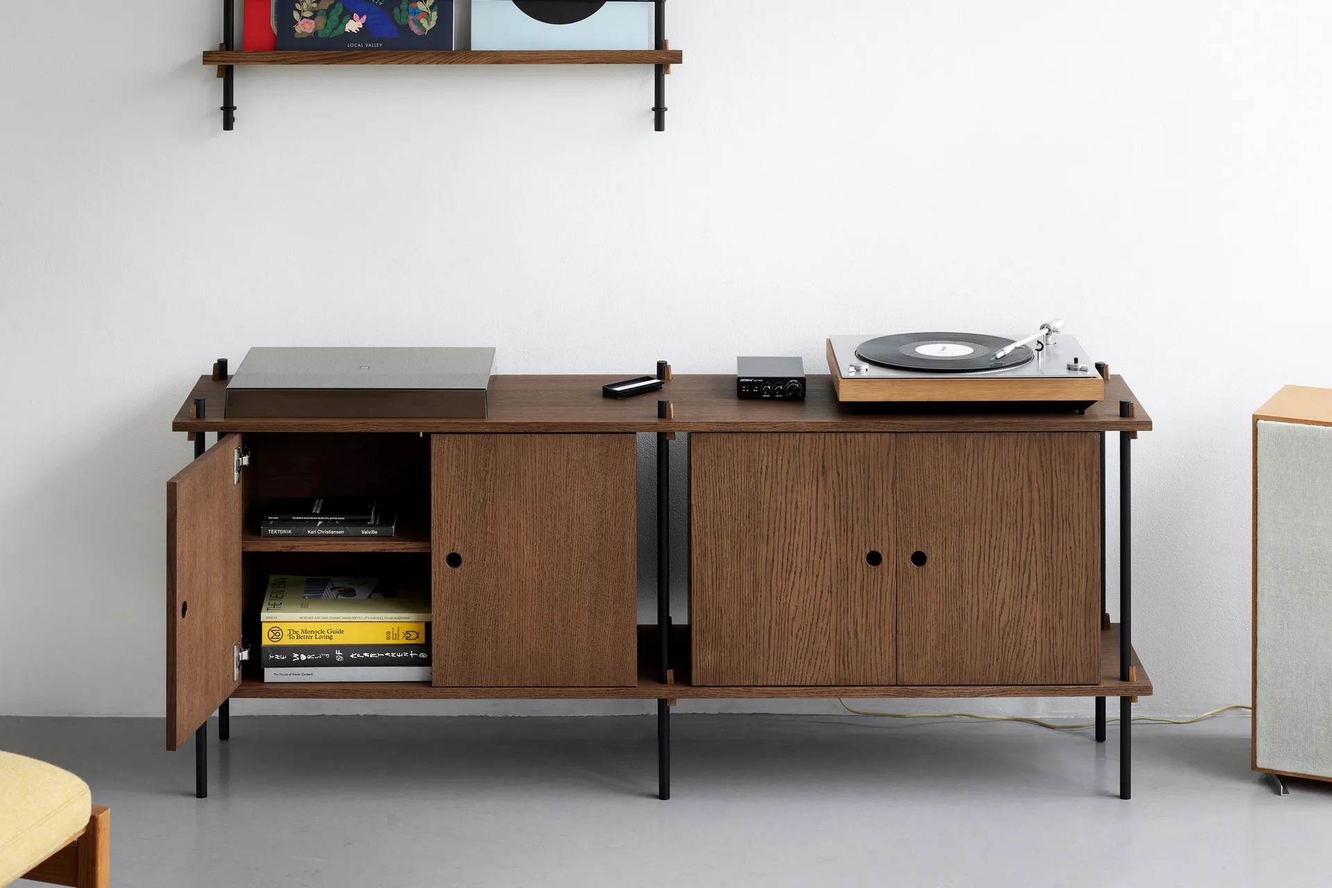 Shelving System sideboard, Black, 163x65x35 cm, S.65.2.D MOEBE
