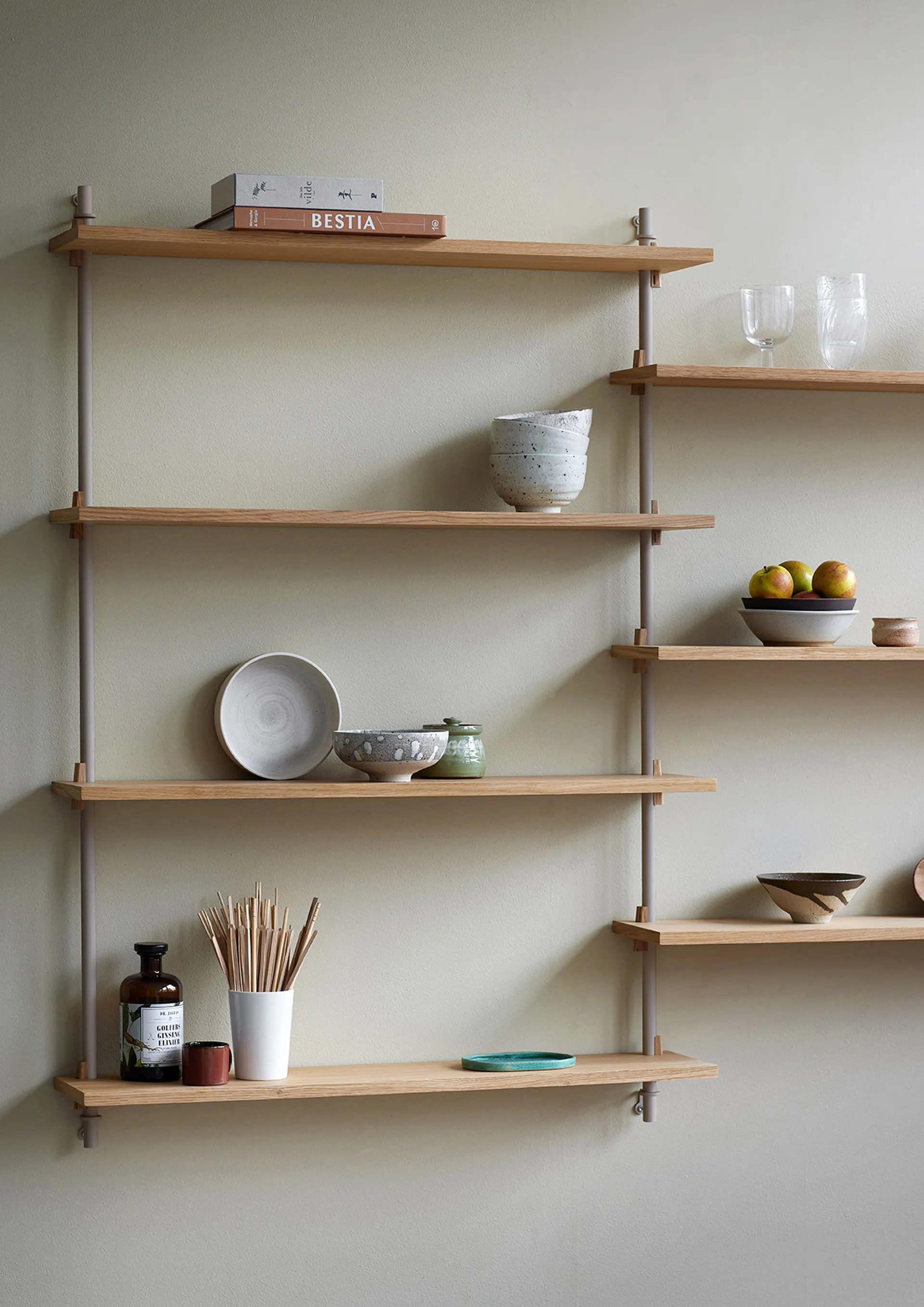Wall Shelving vägghylla, Ek-warm grey, 92x85x17,5 cm, WS.85.1 MOEBE