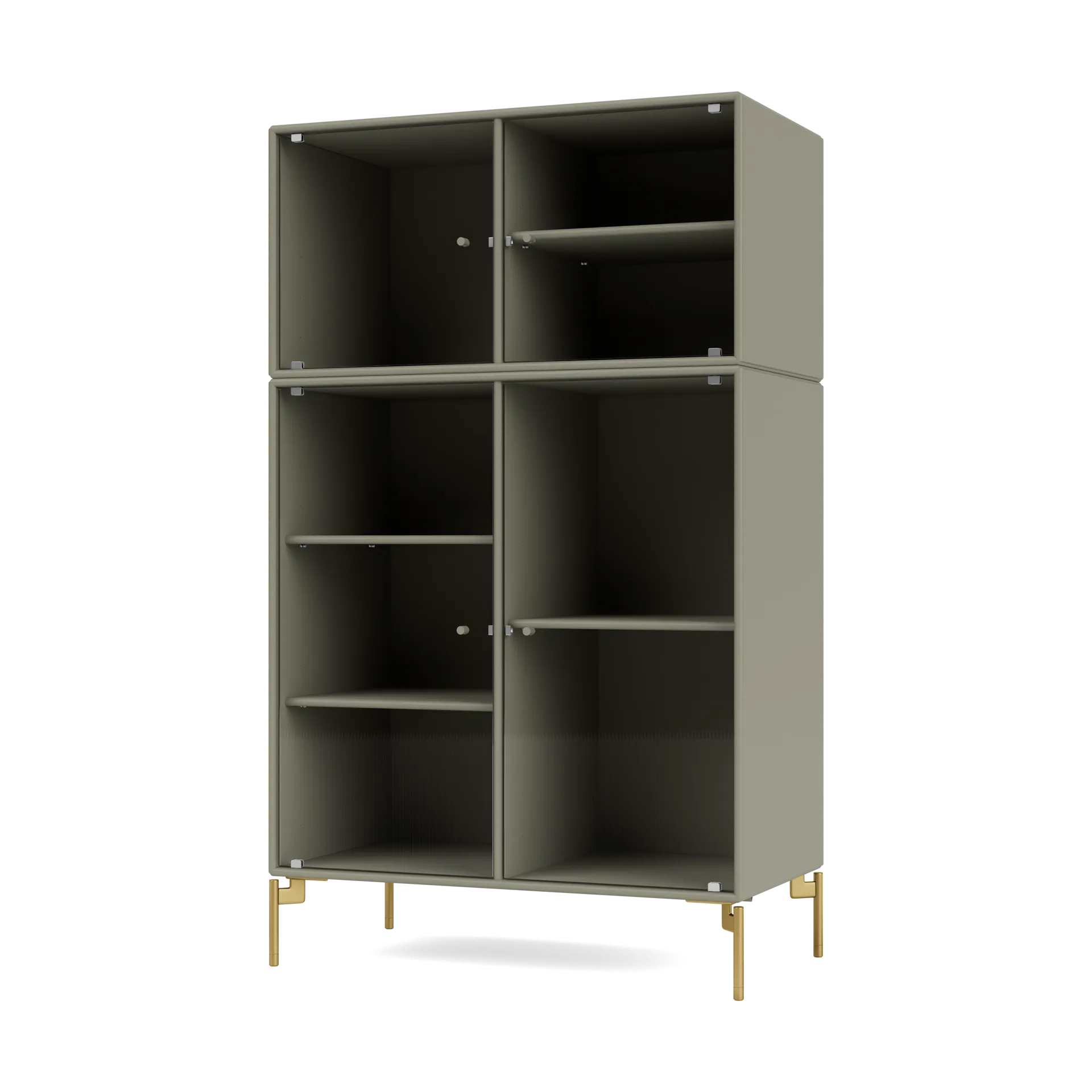 Ripple III vitrinskåp 69,6x117,6x38 cm, Fennel-ben brass Montana