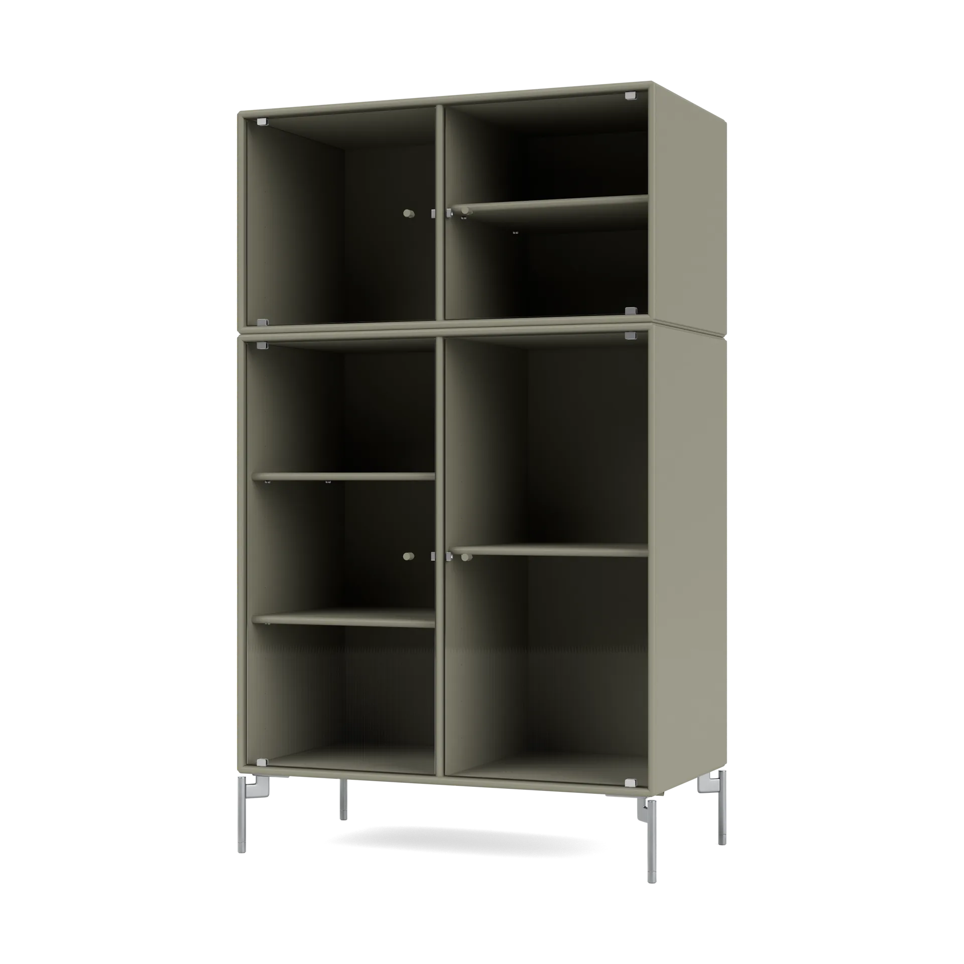 Ripple III vitrinskåp 69,6x117,6x38 cm, Fennel-ben chrome Montana