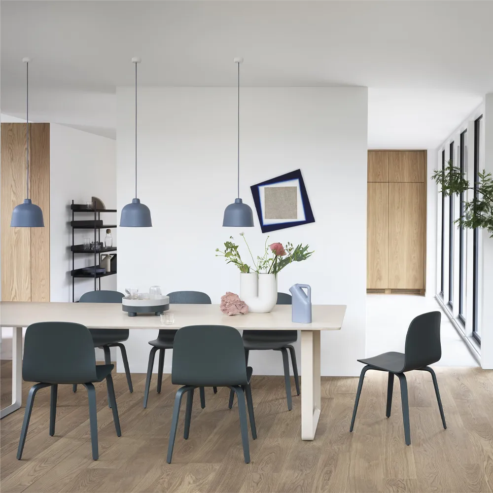 70/70 matbord 255x108 cm, White laminate-Plywood-Black Muuto