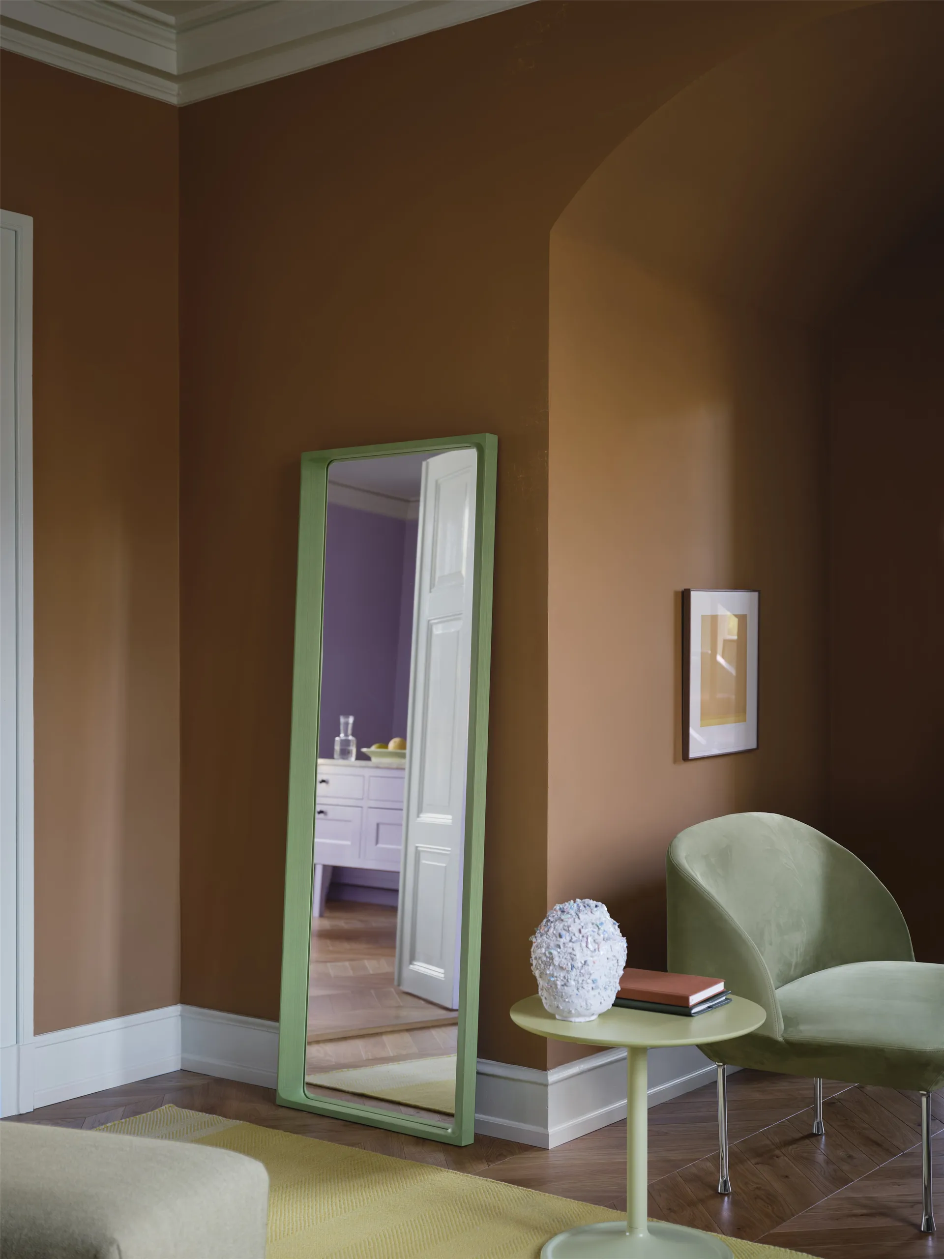 Arced spegel 170x61 cm, Light green Muuto