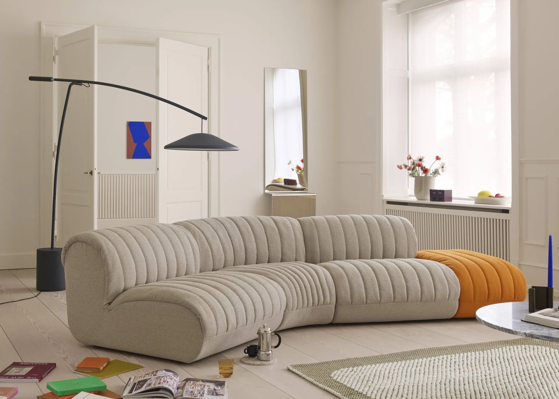 Coltre modulsoffa, Konfiguration 1, turf-sand, hörnsoffa Muuto