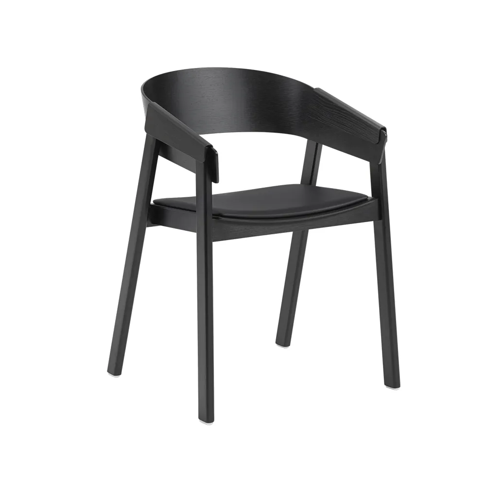 Cover karmstol klädd sits, Refine leather black-Black Muuto