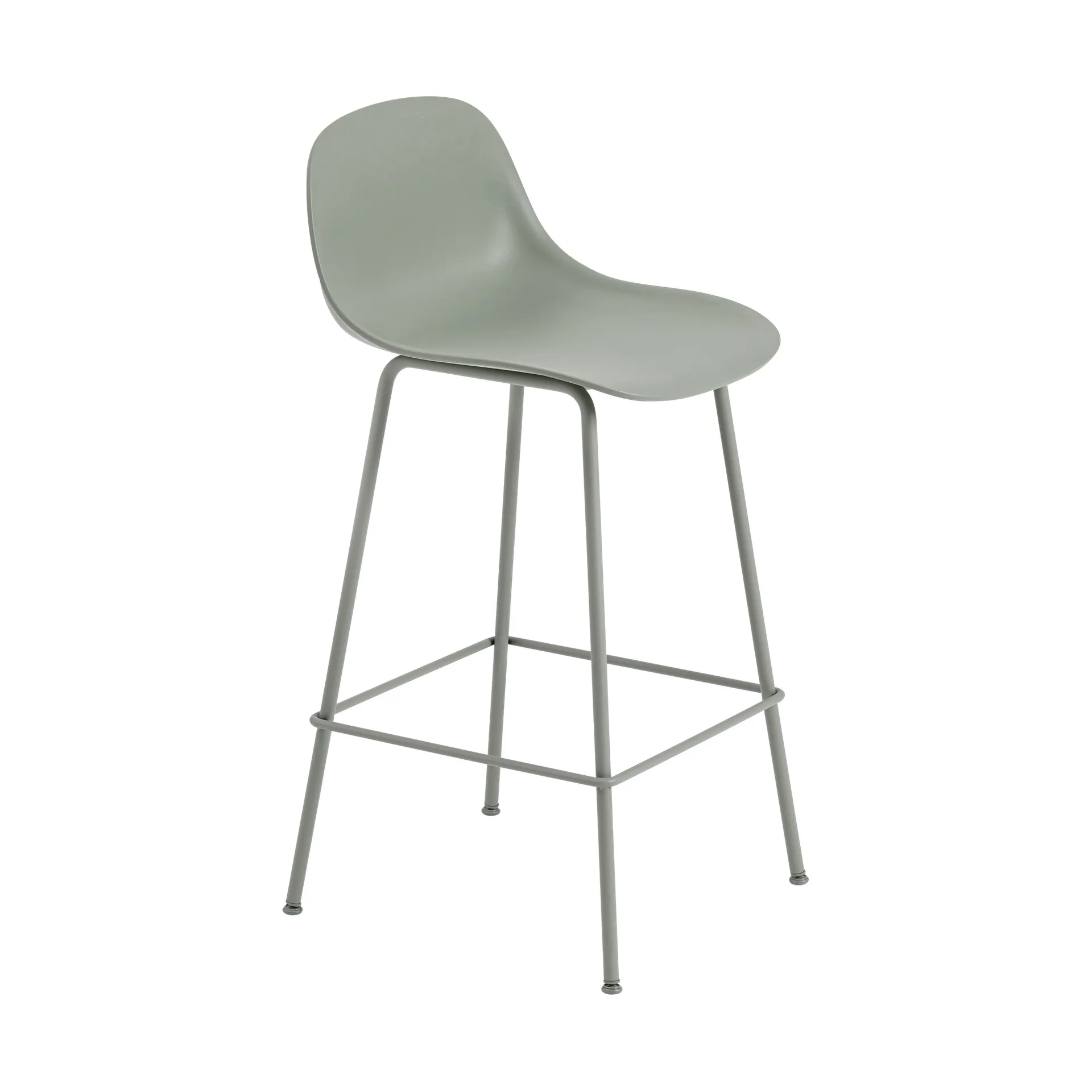 Fiber barstol tube bas med ryggstöd plast 75 cm, Dusty green Muuto