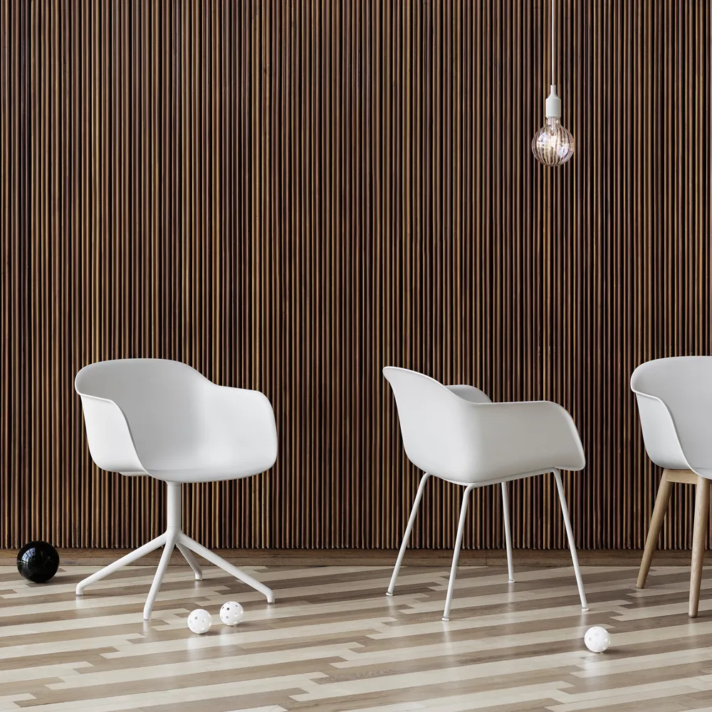Fiber Karmstol tube base, Refine leather black-Black Muuto