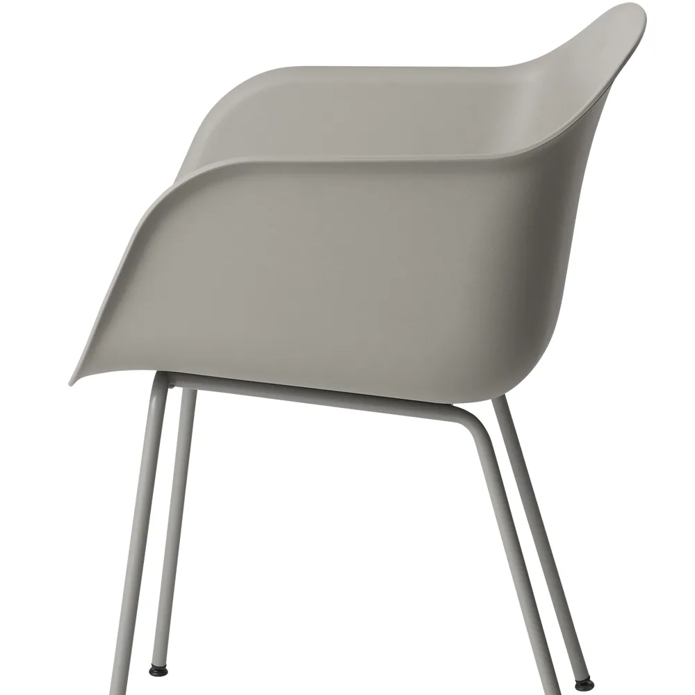 Fiber Karmstol tube base, Refine leather black-Black Muuto